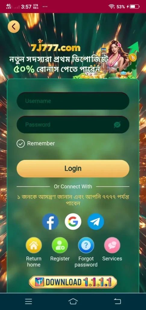 Login and register 7J777 Game